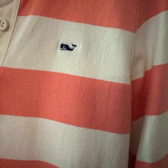 Vineyard Vines Coral and Cream Striped Long Sleeve Dress - Picture 3 of 3